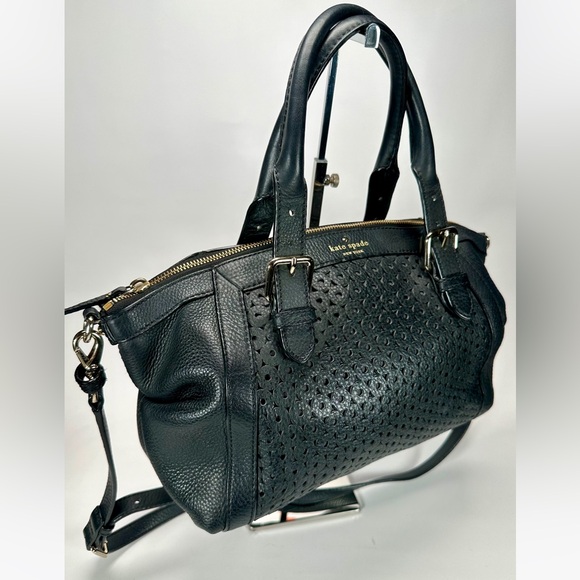 Kate Spade Mercer Isle Small Sloan Black Genuine Leather Satchel Shoulder Bag - Picture 12 of 16